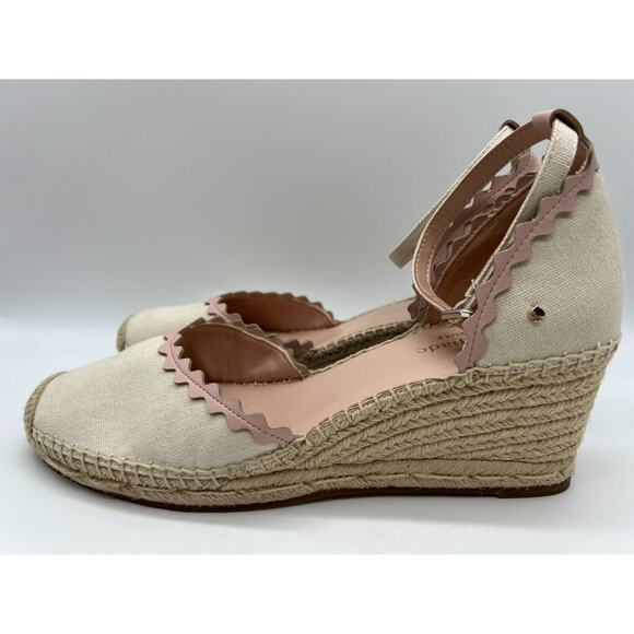 Kate Spade Thea Espadrilles Wedge Sandal Women's Ivory Canvas Size 10B - Picture 2 of 11